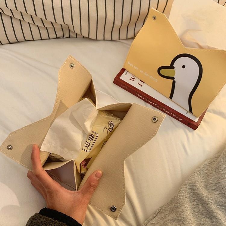 Cute Duck Tissue Box Leather Cover For Home Office Car Bathroom Storage