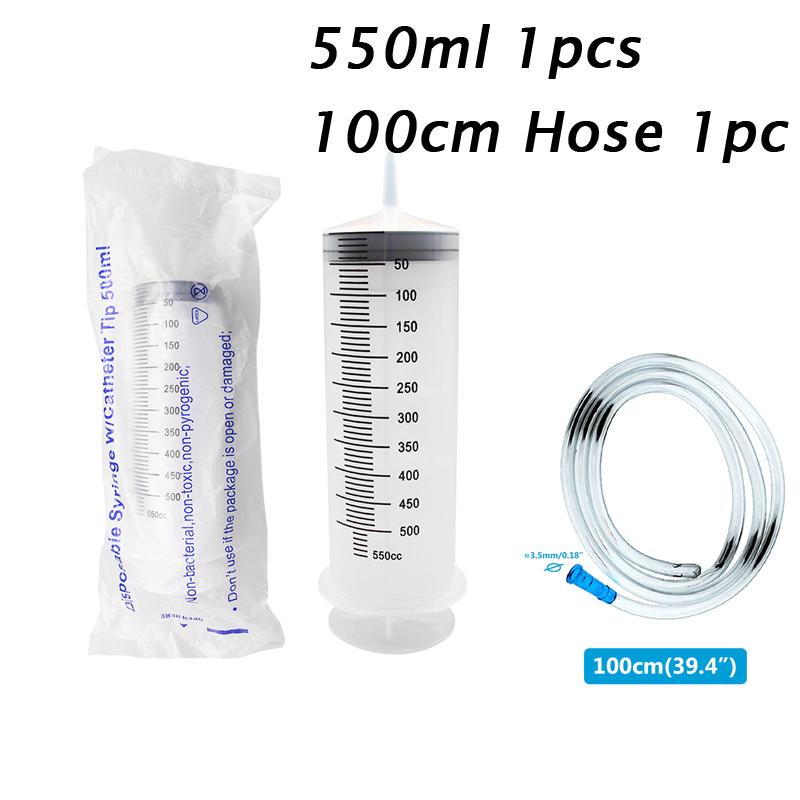 Large Capacity Syringes100ml/150ml/200ml/250ml/350ml/550ml With 30 100cm Hose Plastic Injector Pump Pet Feeding Nutrient Syringe
