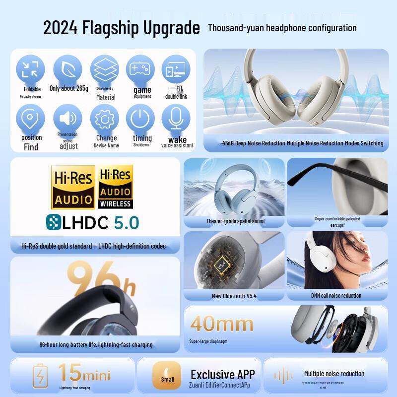 Edifier W830NB Over-Ear Active Noise Cancelling Wireless Bluetooth Headphones