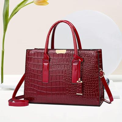 Elegante Tragetasche mit Krokodilmuster, luxuriöse Handtasche mit Henkel, Geldbörse aus PU-Leder für Damen
