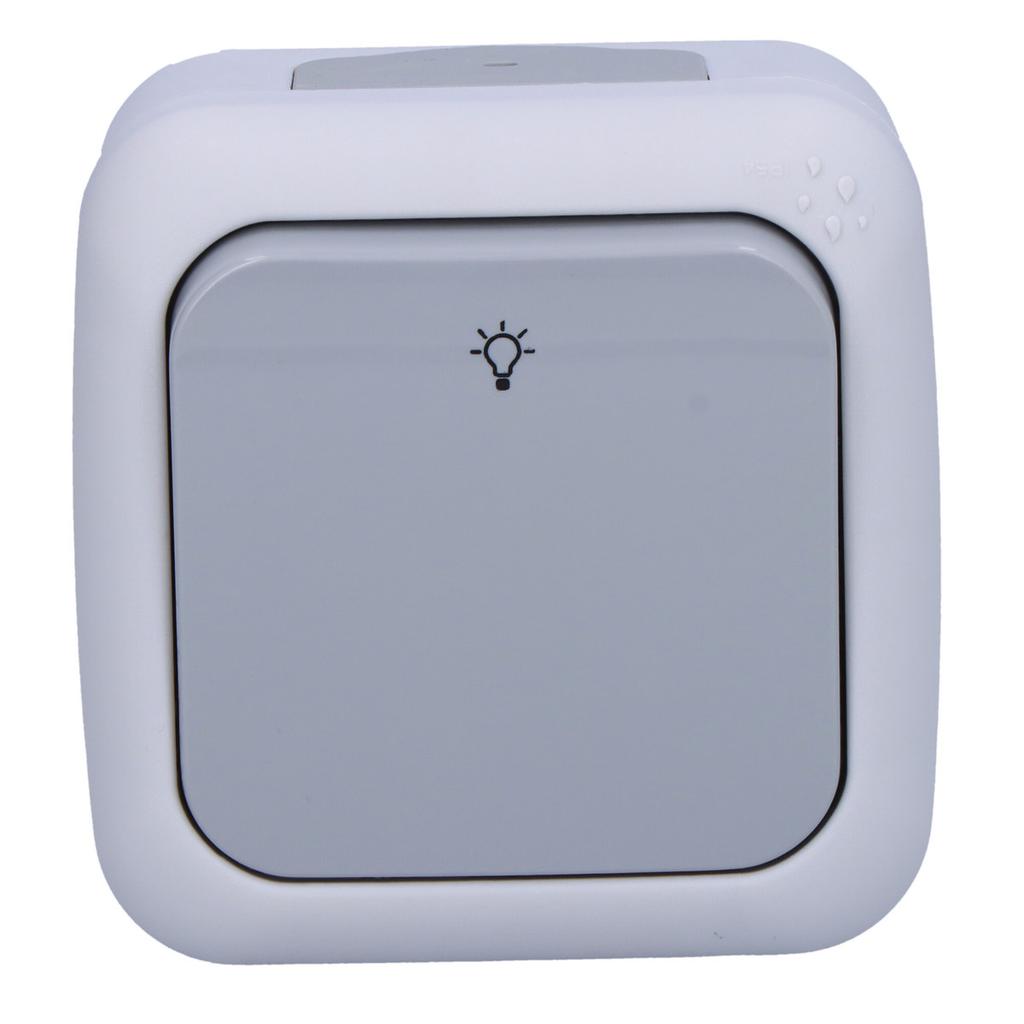 Normally open switch with "LIGHT" symbol IP54, gray PALMIYE
