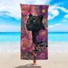 Leopard and Floral Beach Towel 2D Flat Printed Soft Peach Skin Fabric Quick Dry Bath Towel Summer Vacation Swimming Pool