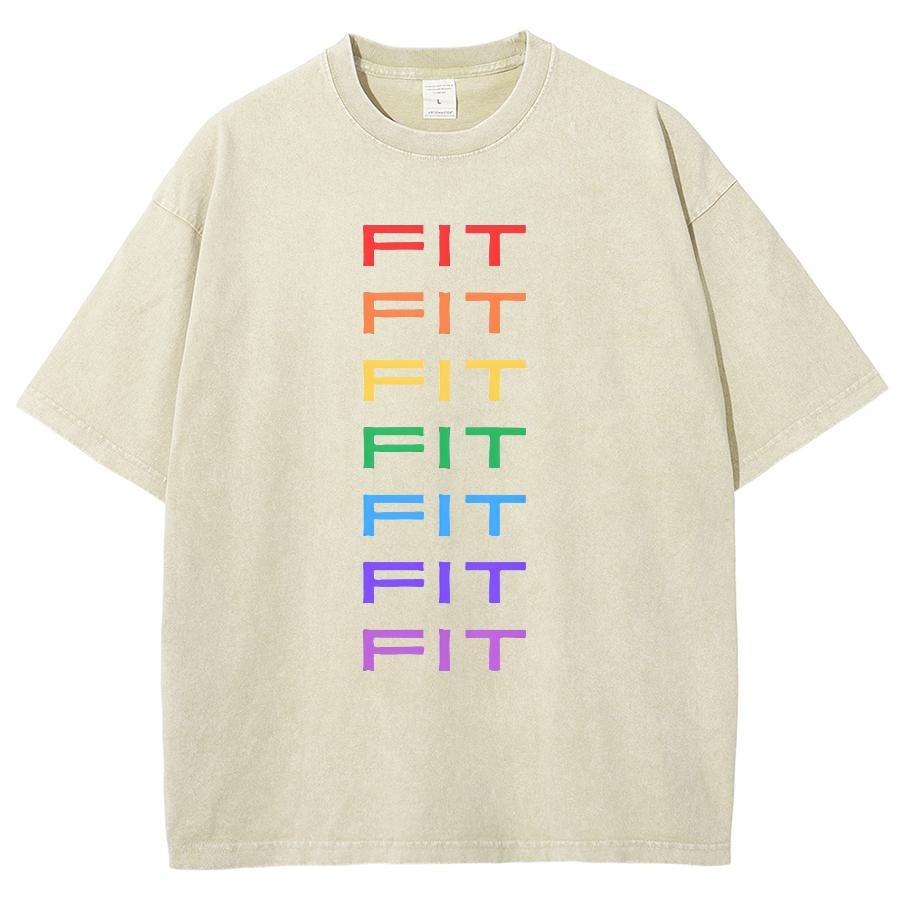 Pure Letter Print Women's Cotton T-Shirt Washed Denim Loose Oversized Mid Sleeve Casual Vintage Top Tee