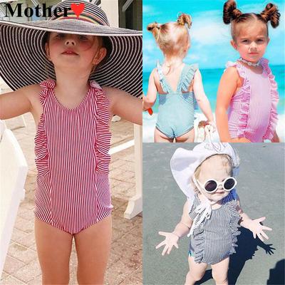 Toddler Baby Girls One Piece Swimsuit Halter Neck Backless Fruit Printing Swimwear Bathing Suit