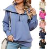 Women's Fall Winter New Long Sleeve Zip Collar Poncho Pullover Sweatshirt, Crossborder European American Women Casual Top