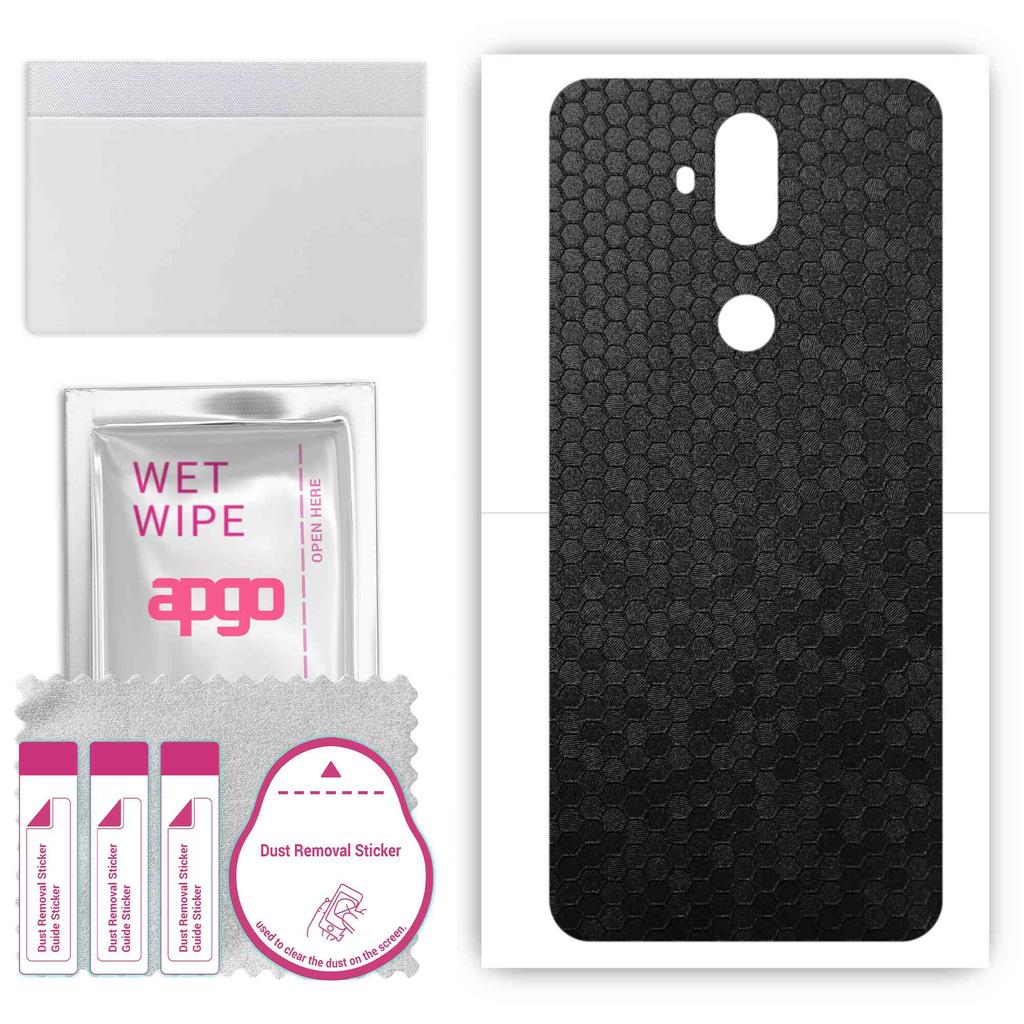 apgo Protective Skin Sticker for the Back Compatible with Asus Zenfone 5 Lite ZC600KL, Wrap Film, Foil, Vinyl - Pattern Black Honeycomb