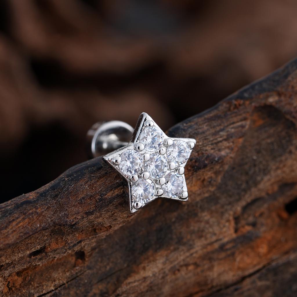 Women's 20G Tragus Earrings with Zircon 316L Stainless Steel Nose Stud Helix Cartilage Conch Labret Piercing Sensitive Ears