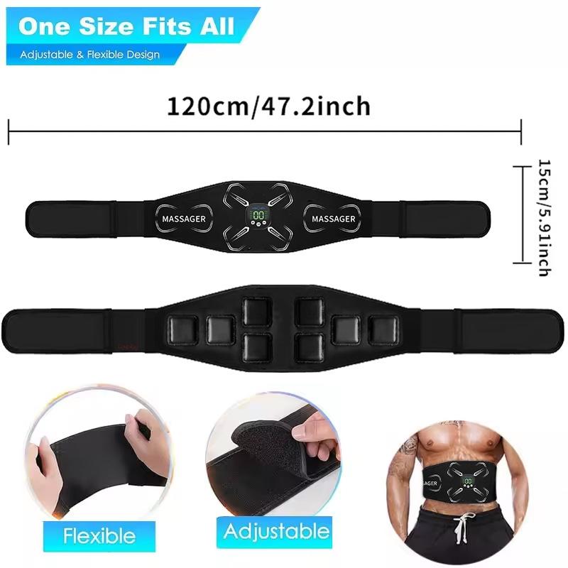 Abdominal Muscle Trainer Belt with EMS Massage, Slimming & Toning Device for Home Fitness, Fat Burner