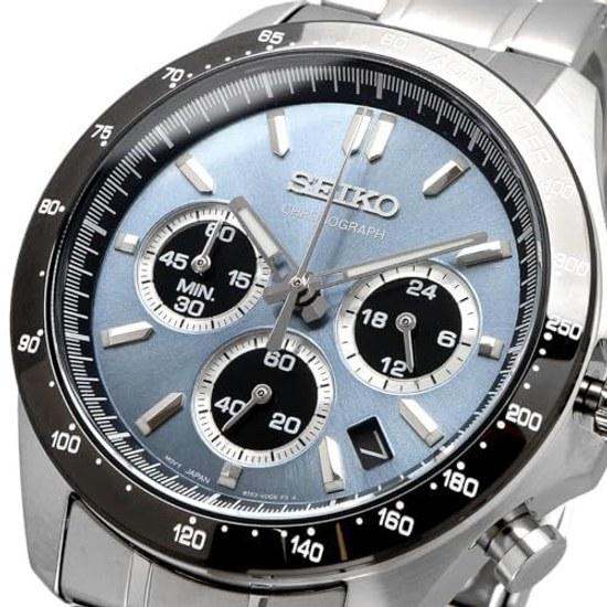 SEIKO 1 5 Second Chronograph Quartz Wristwatch Mens SBTR027 Blue Gray Metallic