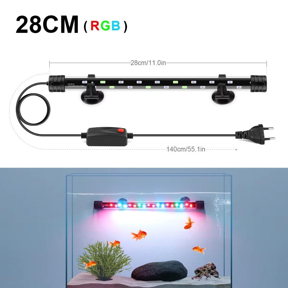 220V nedsenkbar stemningslampe 18-48cm plantevekstlys ny akvarium LED-belysning fisketankdekor