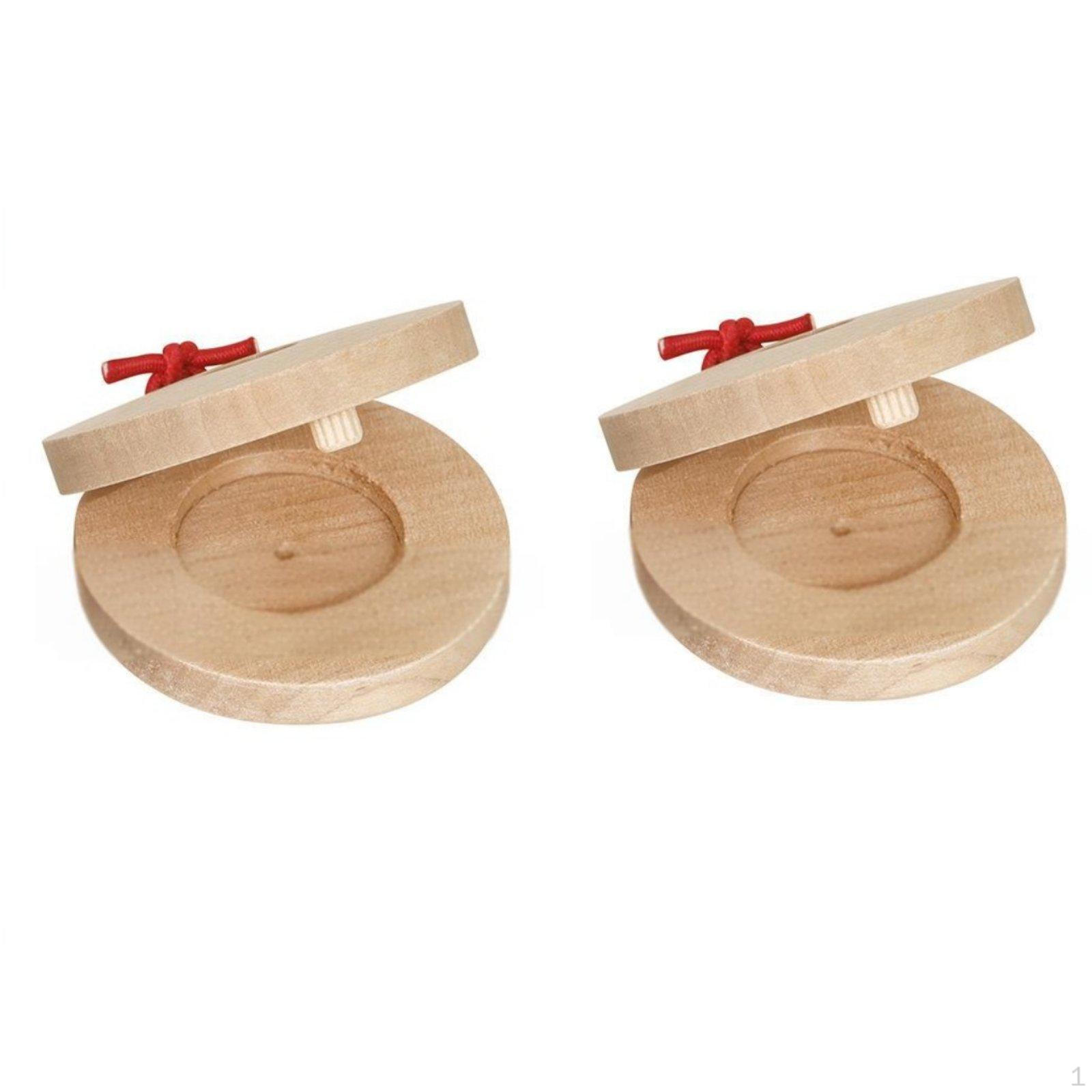 2 Pieces Wooden Castanet Auditory Skills Clapper Music Learning Wood for Kids, Young