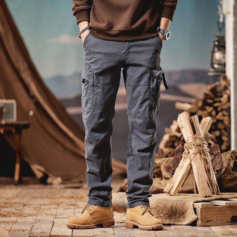

Summer Men s Overalls Casual Loose Straight-leg Pants Versatile Trendy Brand Men s High-end Pants Retro Men s Clothing 31 серый
