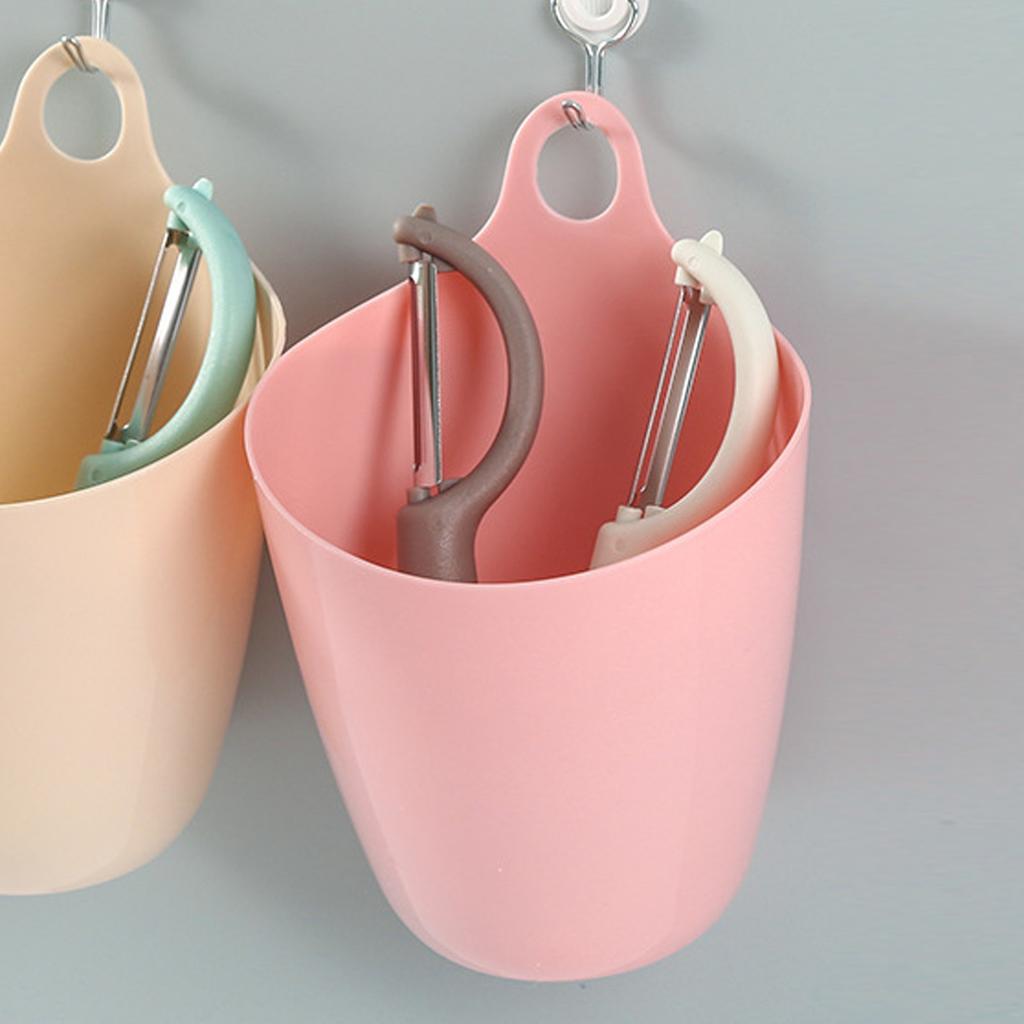 Hanging Trash Can Mini Multifunctional Space Saving Plastic Hanging Storage Bucket for Desktop