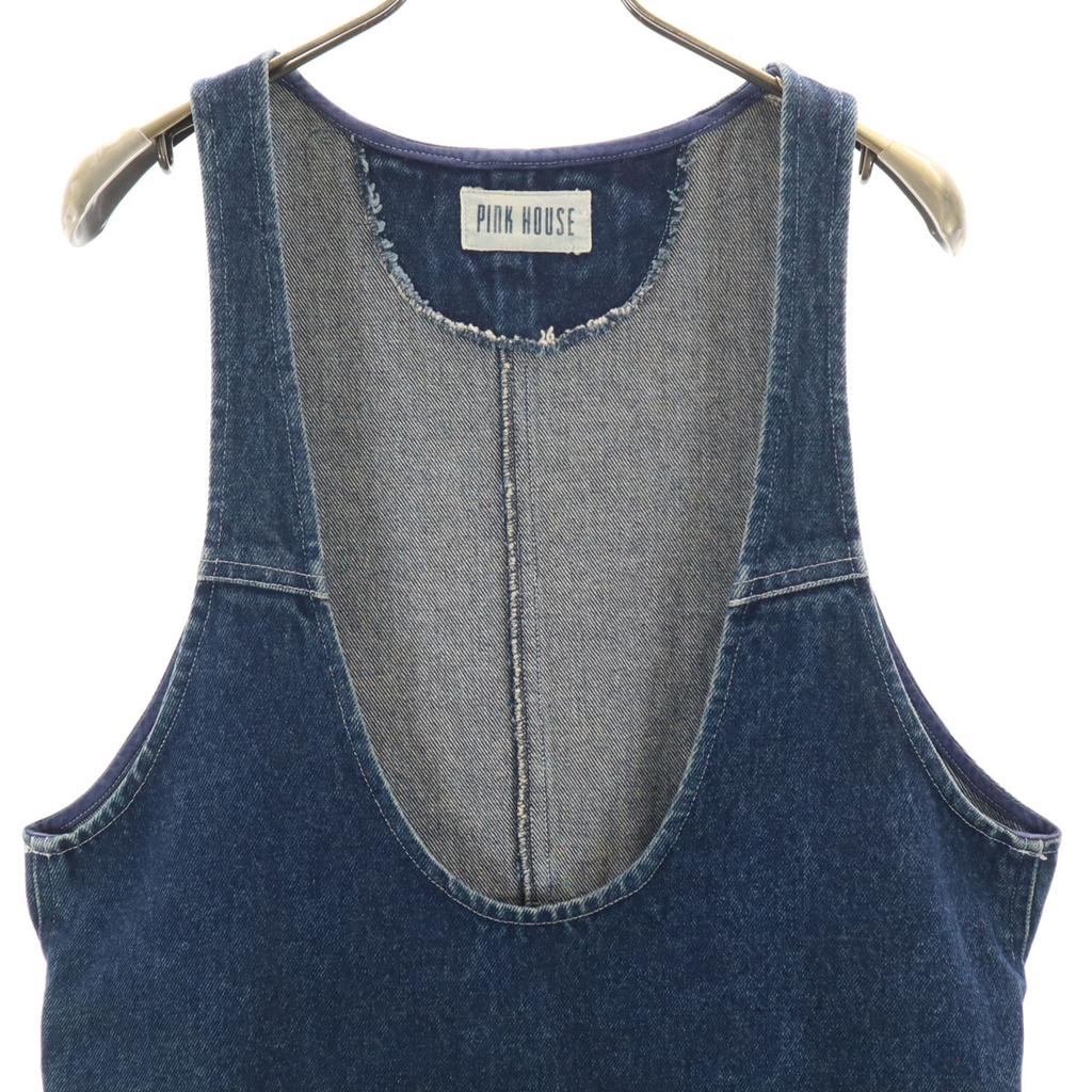 PINK HOUSE denim Jumper skirt Indigo blue Jeans Dress Women Used