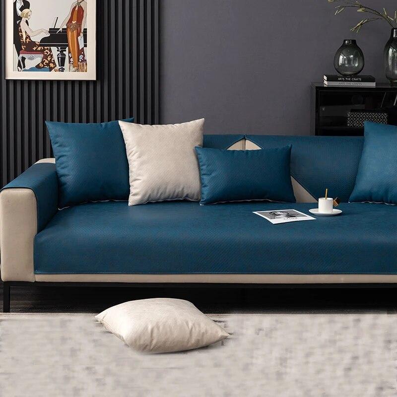 Wodoodporna Mata na Sofę na Cały Sezon Jednolity Kolor Antypoślizgowa Salon Nieprzywierająca Wełna Odporna na Zadrapania Kota Pokrowiec na Sofę