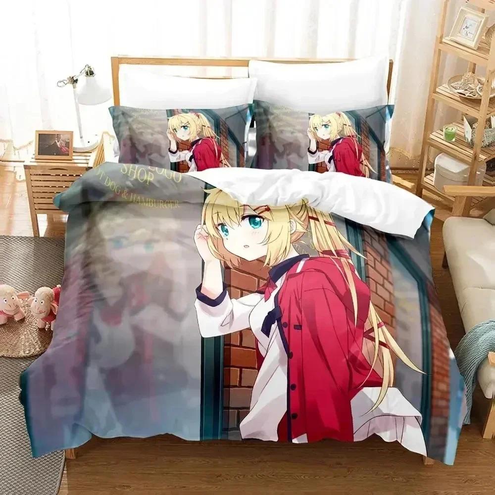 Anime Akai Haato Bedding Set Duvet Cover Bed Set Quilt Cover Pillowcase Comforter King Queen Size Boys Adult Bedding Set