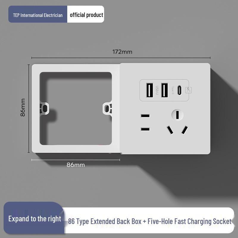 86 Type Multi-functional Five-Hole Wall Socket Converter with Switch and Power Strip