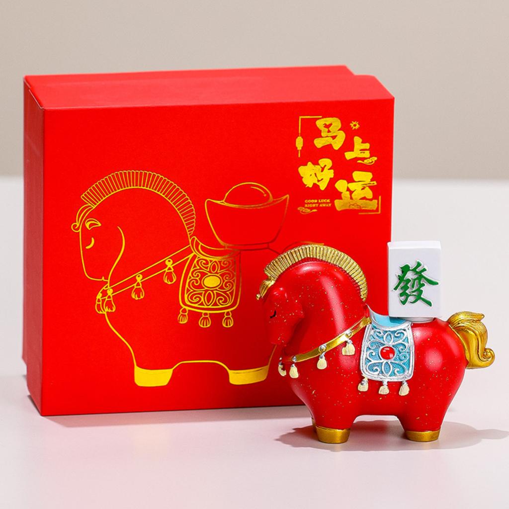 Nuovo Set Regalo Cavallo Stile Cinese Ornamento Artigianale in Resina Bomboniere Riunione Annuale Mascotte dell'Anno
