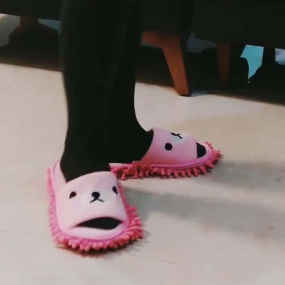 Thickened Detachable Cotton Shoes Anti-slip Microfiber Slippers Mopping  Wooden Floor