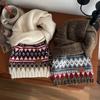 Retro Atmosphere, Thickened and Warm High-quality Scarf, Winter Fair Island Wind Contrasting Color Knitted Christmas Scarf Scarf