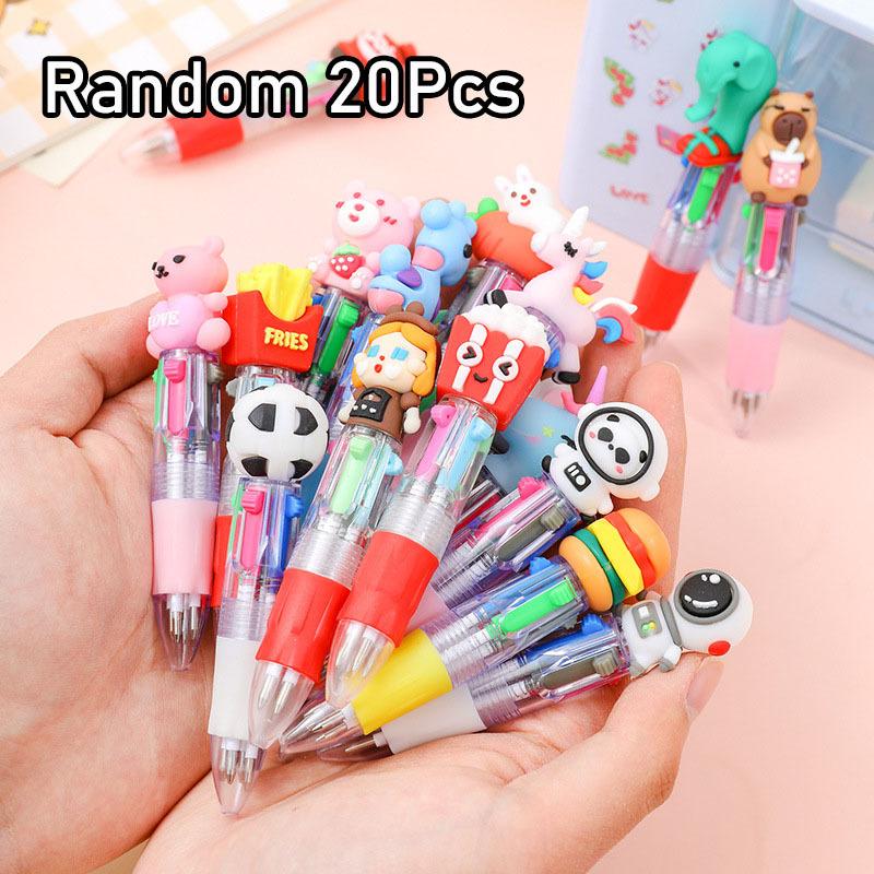 4 шт. Милый Мультяшный Четырехцветный Мини Шариковая Ручка Кавайный Кролик Капибара Многоцветная Масляная Ручка Школьные Канцелярские Принадлежности Подарки Random style 4Pcs
