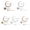 Ensemble de Barrettes à Cheveux Étoiles Géométriques 3D Lune Strass Argent Épingles à Cheveux Flocon de Neige Étoile Femmes Pince Latérale Barrettes Accessoires pour Cheveux
