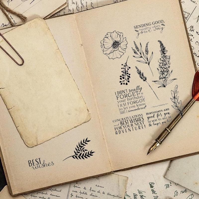 Flower Silicone Stamps for Card Making, Background Silicone Stamps for Embossing, Album Decoration, Clear Stamping Tool