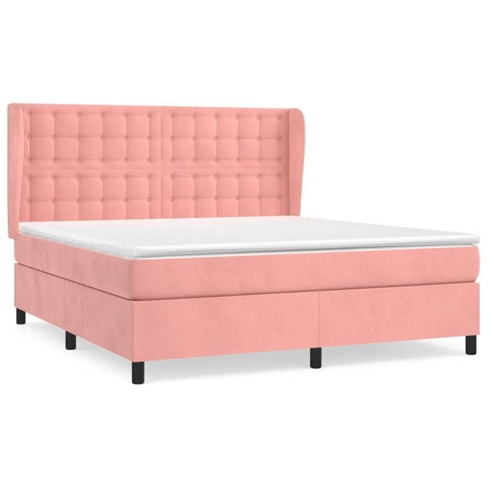 3129464 vidaXL Lit à sommier tapissier avec matelas Rose 160x200 cm Velours