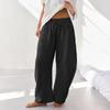 Women's Barrel Leg Sweatpant Drawstring Elastic Waisted Wide Leg Pants Casual Cotton Palazzo Trousers With Pockets