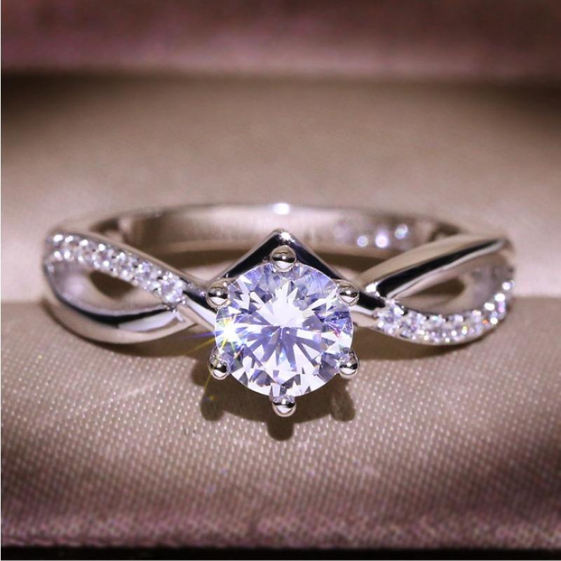 Attractive Silver Color Inlaid with White Zircon Rings Gorgeous  Party Engagement Wedding Rings for Women Jewelry
