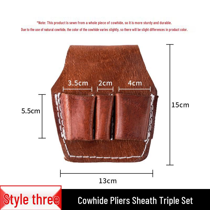 Herren Multifunktionaler Werkzeuggürtel aus Rindsleder mit Zangenfach und 5 Fächern