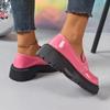 Fashion 2025 Spring New Pu Leather Loafers Women Vintage Soft Bottom Med Heel Pumps Ladies Outdoor Wear Resistant Platform Shoes Mujer