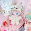 niannyyhouse 20cm Plush Clothes Kitten Hat White Wool Jumpsuit Cotton Doll Clothes Dress-Up (B)