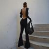 Super Model Catwalk Red Carpet Aura Net Red Wind Tall Long Sleeves Backless Slim Fit Wide Leg Slimming One-Piece Pants
