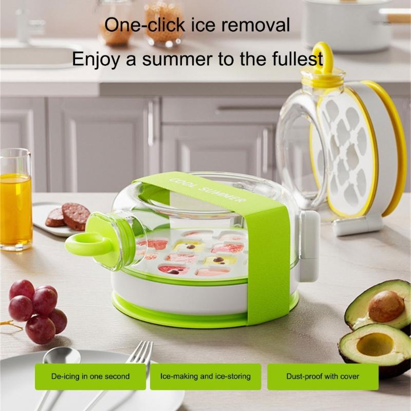 Efficient Portable Ice Cubes Molds Bottle With Built In Molds And Carry Strap Sports Water Bottle with Built in Ice Tray