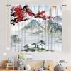 Asian Curtains for Bedroom   Traditional Ink Painting Nature Landscape Mountains Cherry Blossoms Floral Oriental Art Japanese Sty