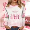 Women's Fashion Casual Long Sleeve Neck Top with Breast Ribbon Print for Support