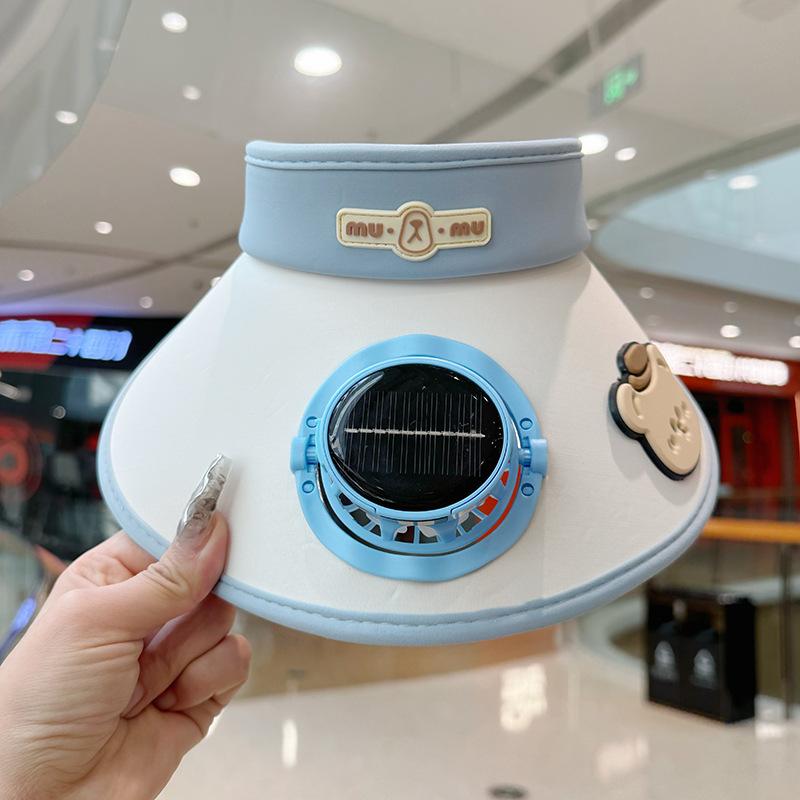 Children's Hat with Fan Solar Rechargeable Boys and Girls Big Hat Brim Sun Protection Sunshade Summer Travel Sun Hat