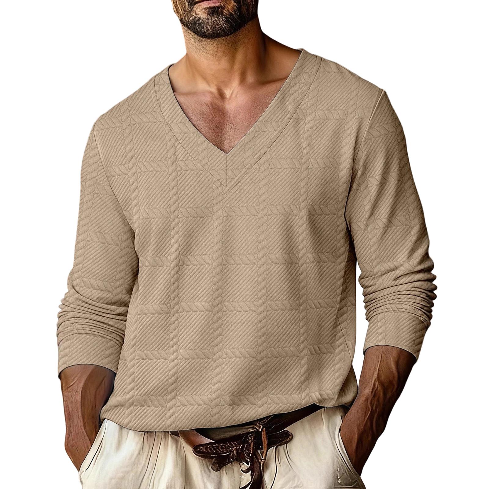 Men s  V-Neck  Leisure  Sports  Long  Sleeves  Upper  Garment XL