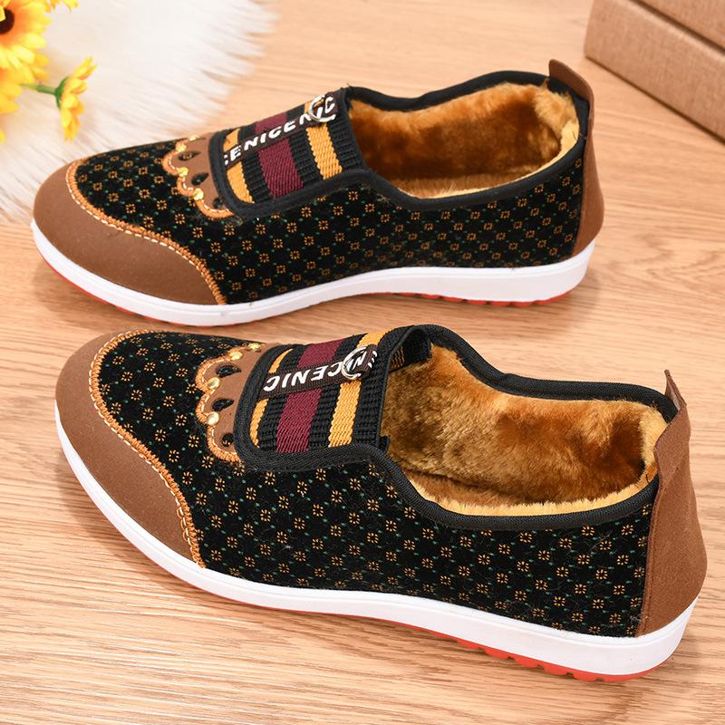 New Women's Shoes with Added Fleece and Thickened Warmth, Soft-soled Comfortable Cotton Shoes