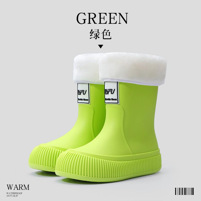 Fashion Women's Rain Boots Trendy Mid Calf Rainboots Waterproof Garden Shoes for Women Outdoor Non Slip Rubber Galosh Botas Lluvia Mujer