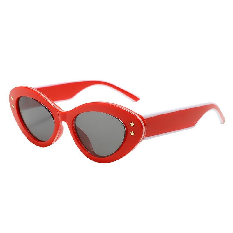 Women Retro Cat Eye Oval Frame Sunglasses Uv Protection Fashion Sun Glasses For Large Face