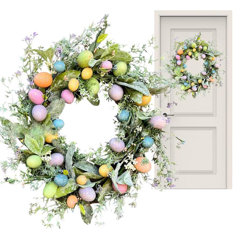 2025 Easter Eggs Wreath Artificial Handmade Berry Eucalyptus Leafs Garland For Front Door Wall Window Decoration