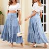 Gonna midi in denim da donna a trapezio con bottoni, a balze stratificate, stile casual boho