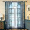 1-Panel Luxury Blue Embroidered Sheer Curtain - Light Filtering, Vintage Flower Pattern, Lace Voile Draperies for Living Room, Bedroom, Dining Room