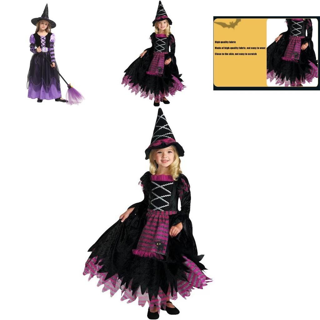 Exquisite Children's Halloween Witch Costume With Silky Fabric And Intricate Details