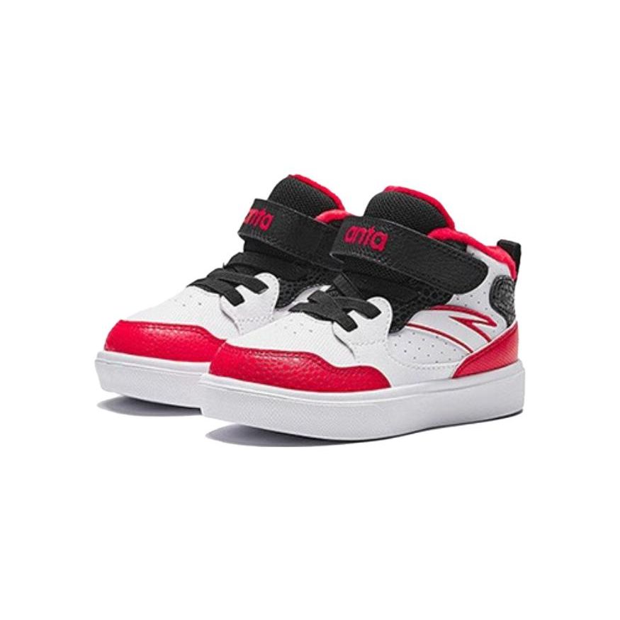 Anta Comfortable Durable High-Top Walking Shoes Baby Shoes White Black Red A312340002-1