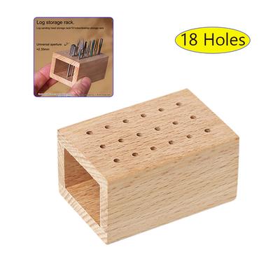 18 Holes Wood Nail Drill Bits Holder Stand Display Storage Box Nail Grind Head Organizer Empty Container Case Manicure Tool