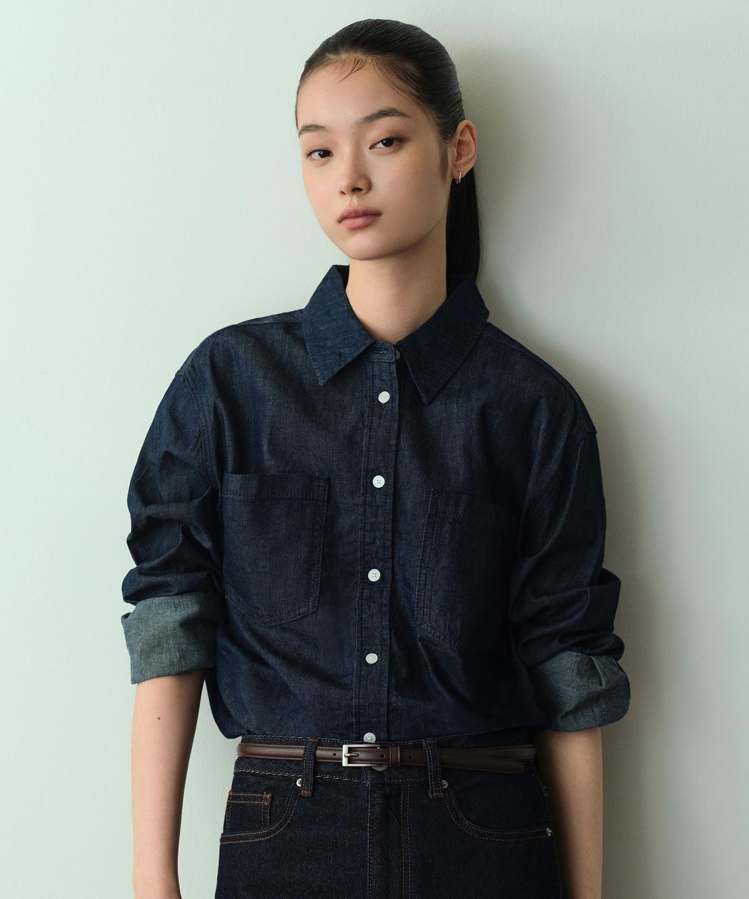 Musinsa Standard Woman Women S Relaxed Two-Pocket Denim Shirt [Deep Indigo] Deep Indigo/M