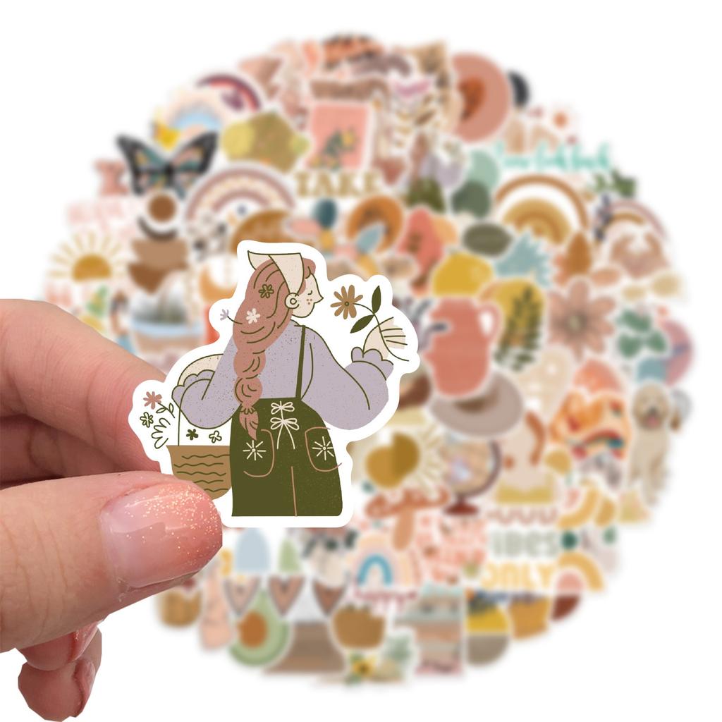 100 Bohemian Style Stickers Personalized Decorative Suitcase Notebook Waterproof Stickers
